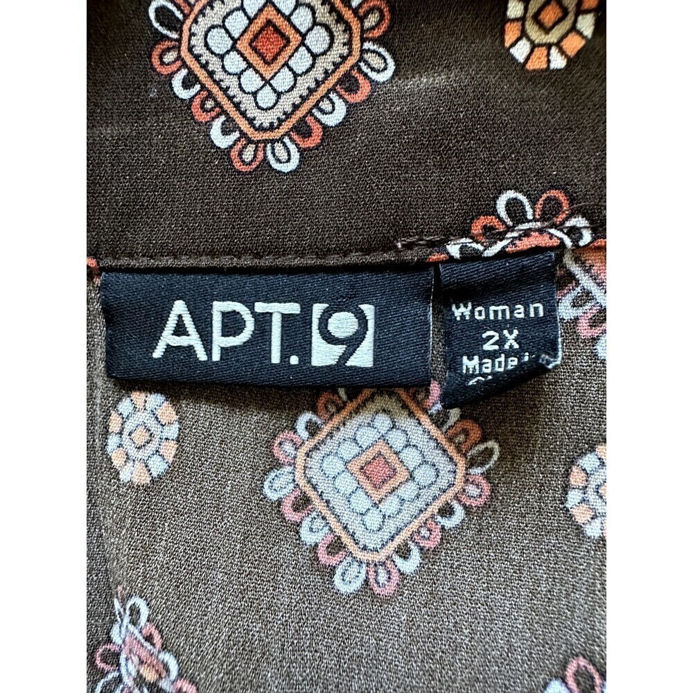 Apt 9 Woman's Vintage Y2K Top Size‎ 2X Brown Short Sleeve Ruffle Crinkle 2000s - Picture 2 of 15